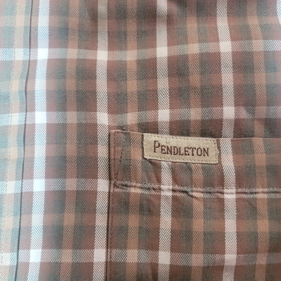 Pendleton Men's Large Brown Windowpane Long Sleeve Button Down Casual Comfy - Picture 5 of 8
